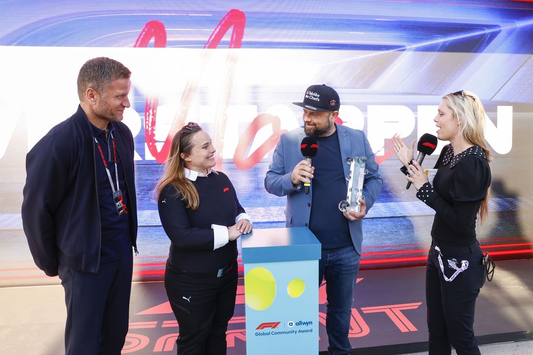 Pavel Turek with Ellen Jones, Head of ESG at Formula 1, and Jean-François Archambault, General Director and founder of La Tablée des Chefs